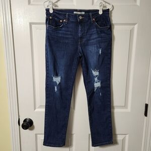 Levi's Dark Blue Distressed Boyfriend Jeans